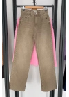 Straight Fit Vintage Görünümlü Kesik Paça Jean Bej