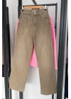 Straight Fit Vintage Görünümlü Kesik Paça Jean Bej