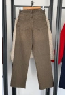 Straight Fit Vintage Görünümlü Kesik Paça Jean Haki