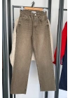 Straight Fit Vintage Görünümlü Kesik Paça Jean Haki