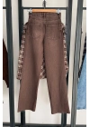 Straight Fit Vintage Görünümlü Kesik Paça Jean Kahverengi
