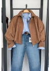 Süet Görünümlü Bomber Camel