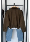 Süet Görünümlü Bomber Haki