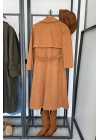 Süet Görünümlü Trench Coat Taba