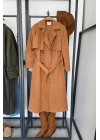 Süet Görünümlü Trench Coat Taba