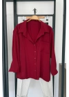 Tek Cep Oversize Gömlek Bordo