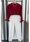 Tek Cep Oversize Gömlek Bordo