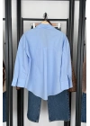 Tek Cep Oversize Poplin Gömlek Bebe Mavi