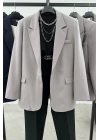 Tek Düğme Blazer Ceket Gri