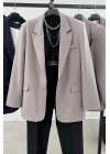 Tek Düğme Blazer Ceket Gri