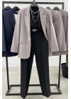 Tek Düğme Blazer Ceket Gri