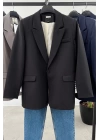 Tek Düğme Blazer Ceket Siyah