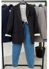 Tek Düğme Blazer Ceket Siyah