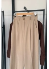 Tek Pile Palazzo Pantolon Bej