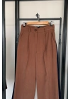 Tek Pile Palazzo Pantolon Camel