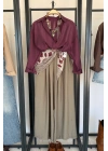 Üç Düğmeli Basic Gömlek Bordo