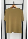 V Yaka Omuz Vatkalı Salaş T-Shirt Olive