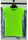 Vatkalı Kolsuz Tshirt Fıstık Yeşili