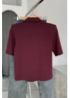 Vatkalı Polo Yaka T-Shirt Bordo