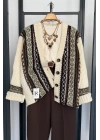 Vintage Dört Düğmeli Hırka Krem