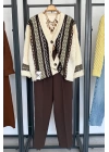 Vintage Dört Düğmeli Hırka Krem