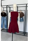 Volanlı Elbise Bordo