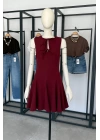 Volanlı Elbise Bordo