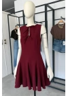 Volanlı Elbise Bordo