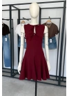 Volanlı Elbise Bordo