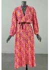 Ruffle Collar Colored Long Dress