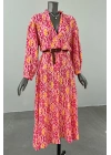 Ruffle Collar Colored Long Dress