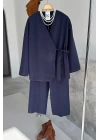 Yandan Bağlamalı Premium Kimono Takım Lacivert