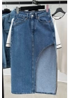 Side Deep Slit Denim Skirt