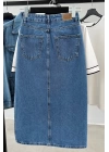 Side Deep Slit Denim Skirt