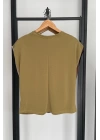 Yandan Pile Detaylı T-Shirt Olive