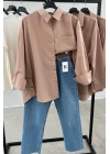 Yanları Düğmeli Gömlek Camel