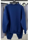 Yazı Baskılı Oversize Eşofman Takım Lacivert