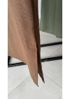 Yırtmaçlı Polo Yaka Elbise Kahverengi