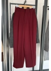 Yüksek Bel Kumaş Pantolon Bordo
