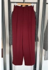 Yüksek Bel Kumaş Pantolon Bordo