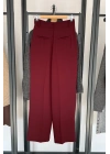 Yüksek Bel Kumaş Pantolon Bordo