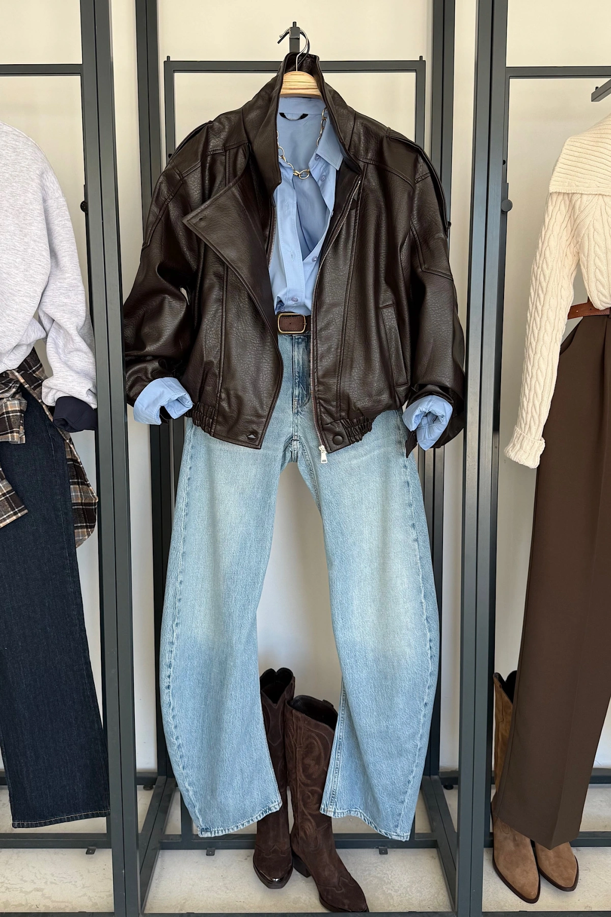 1004 Wide Leg Yıkamalı Jean Mavi