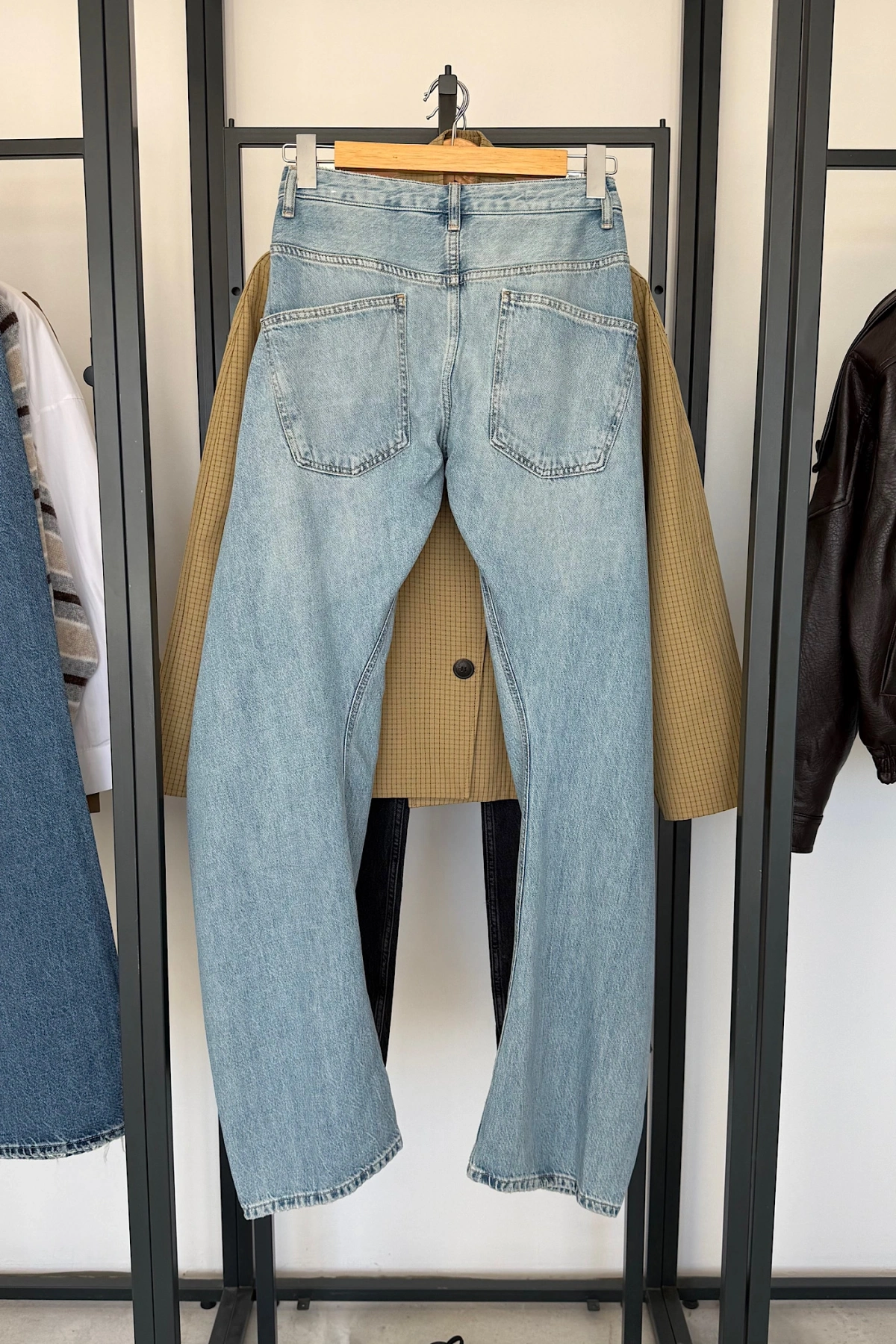 1004 Wide Leg Yıkamalı Jean Mavi