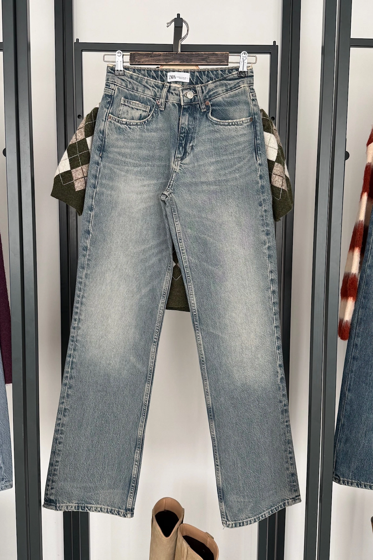 1018 Yüksek Bel Straight Jean Tintli