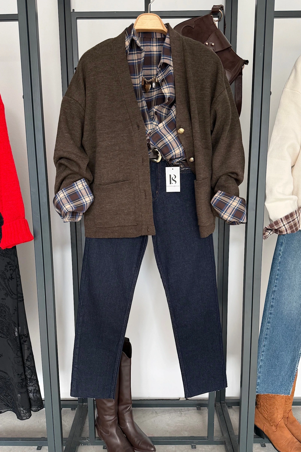 4 Düğmeli Hırka Kahve Melanj