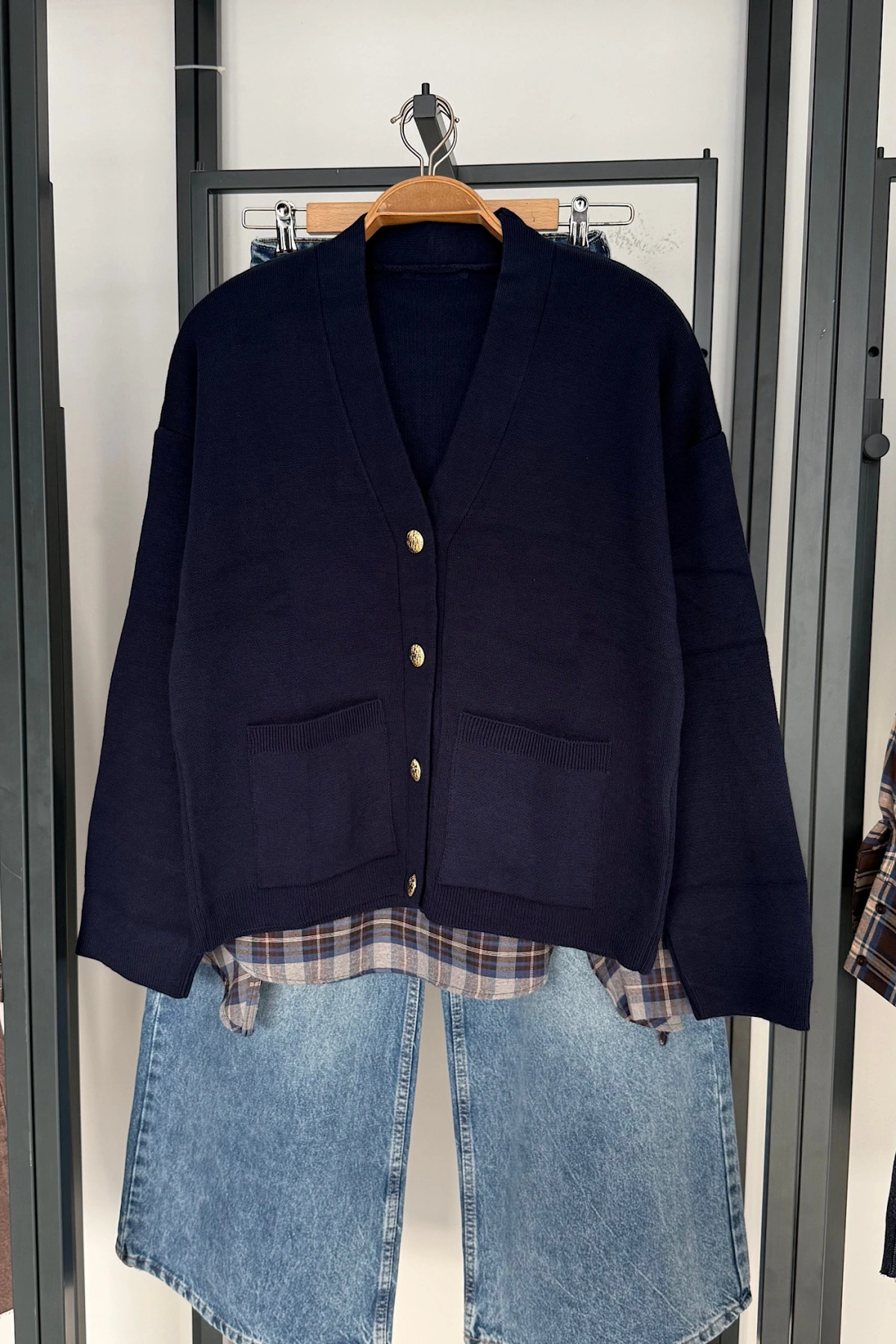 4 Düğmeli Hırka Lacivert