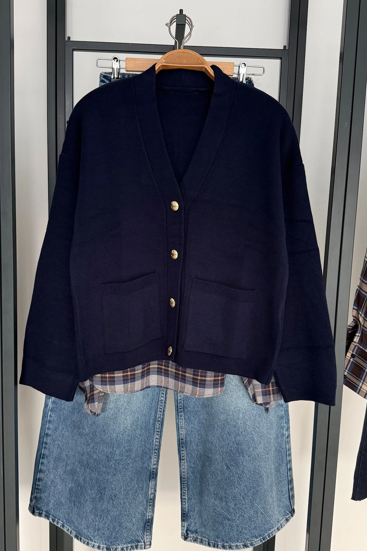 4 Düğmeli Hırka Lacivert