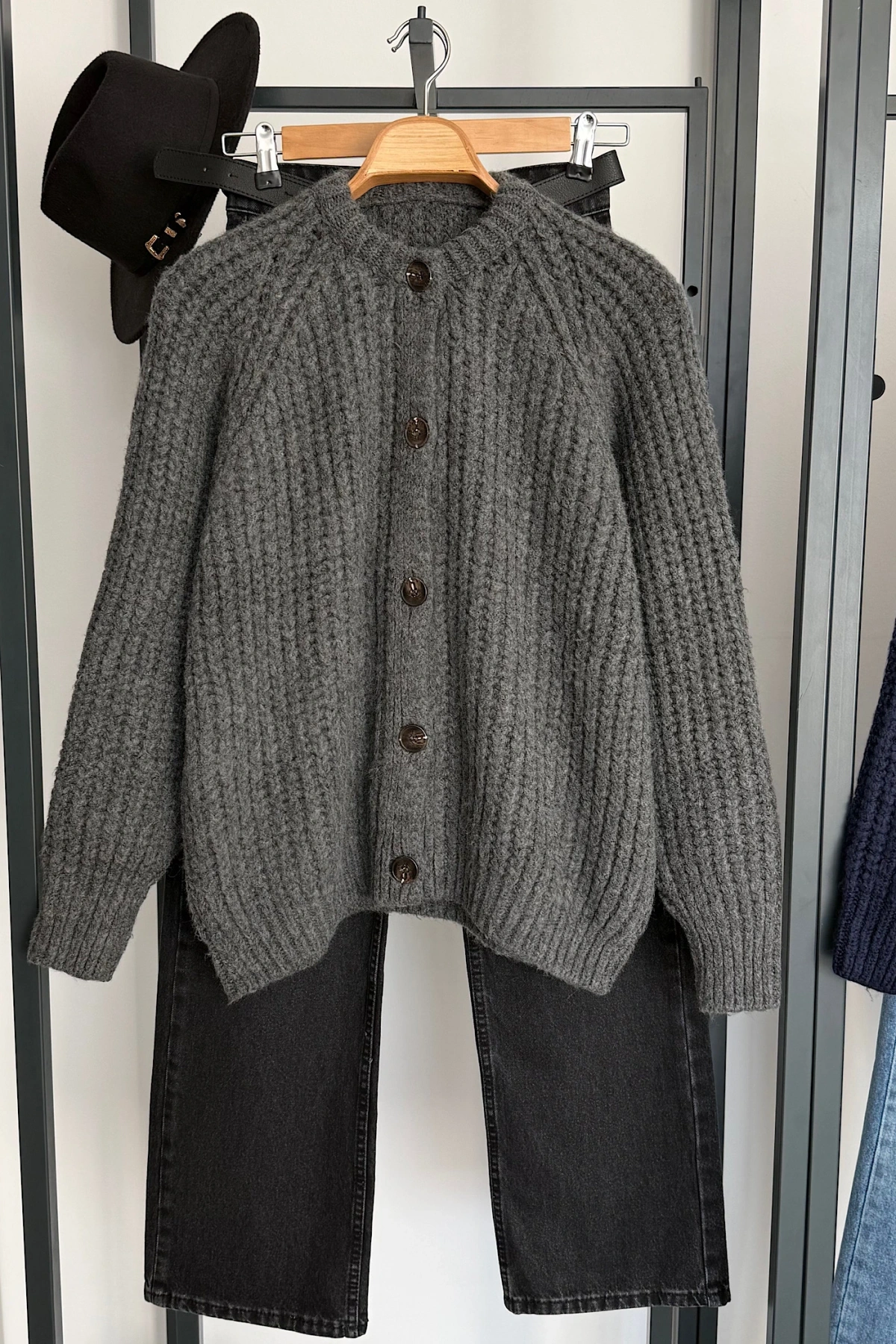 5 Düğmeli Hırka Antrasit