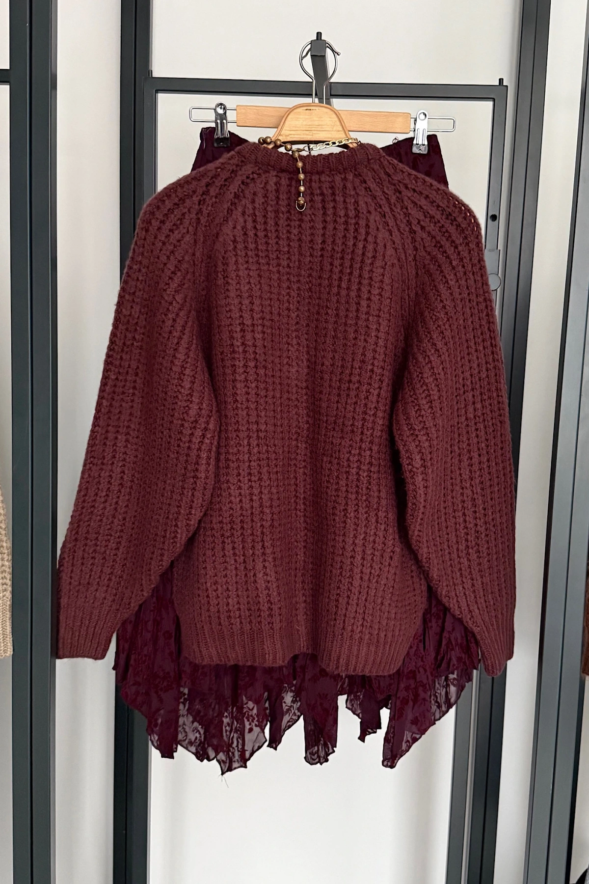 5 Düğmeli Hırka Mürdüm