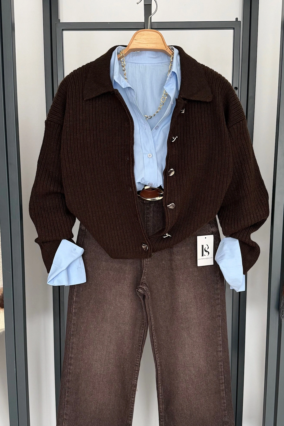 6 Düğmeli Hırka Koyu Kahve